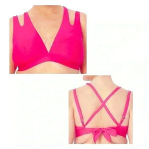 Time and Tru Pink Cutout Bikini Swimsuit Top Plus Size 1X (16W-18)